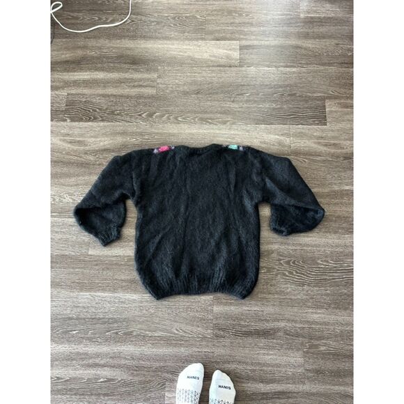 Vintage Tam O’Shanter‎ Mohair Sweater Large Black Argyle UK Made 80s Punk Unisex - Picture 4 of 6